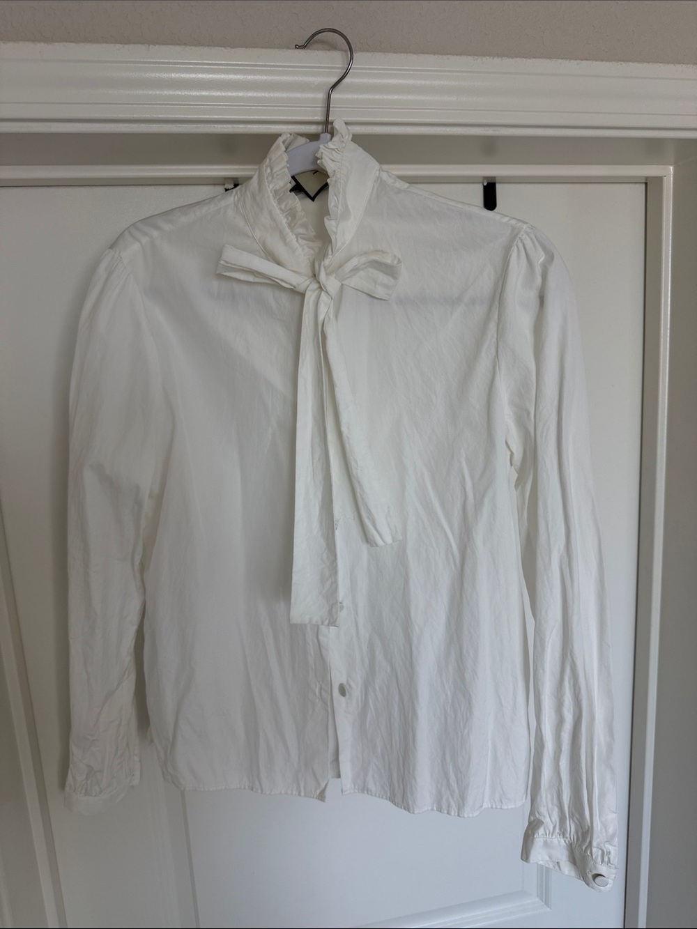 Gucci White Ruffle-Trim Blouse
